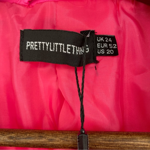 PrettyLittleThing Blazer Split Cuff Barbie Pink Seam Front Fitted Womens Plus 20 - Picture 8 of 15